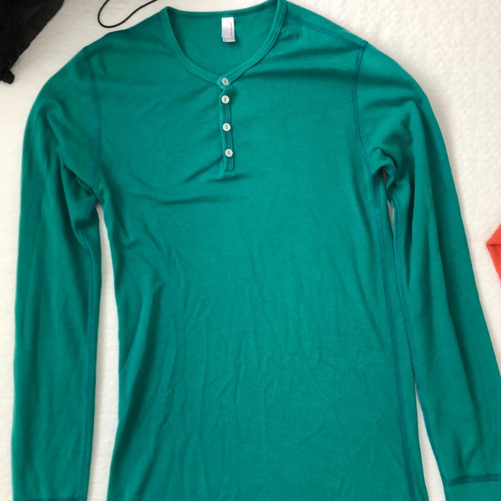 American Apparel Green Henley